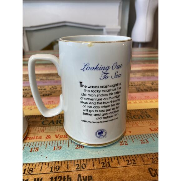 Vintage Norman Rockwell Museum Inc. Looking Out to Sea 1985 Coffee Mug Pair 2 - Picture 6 of 11